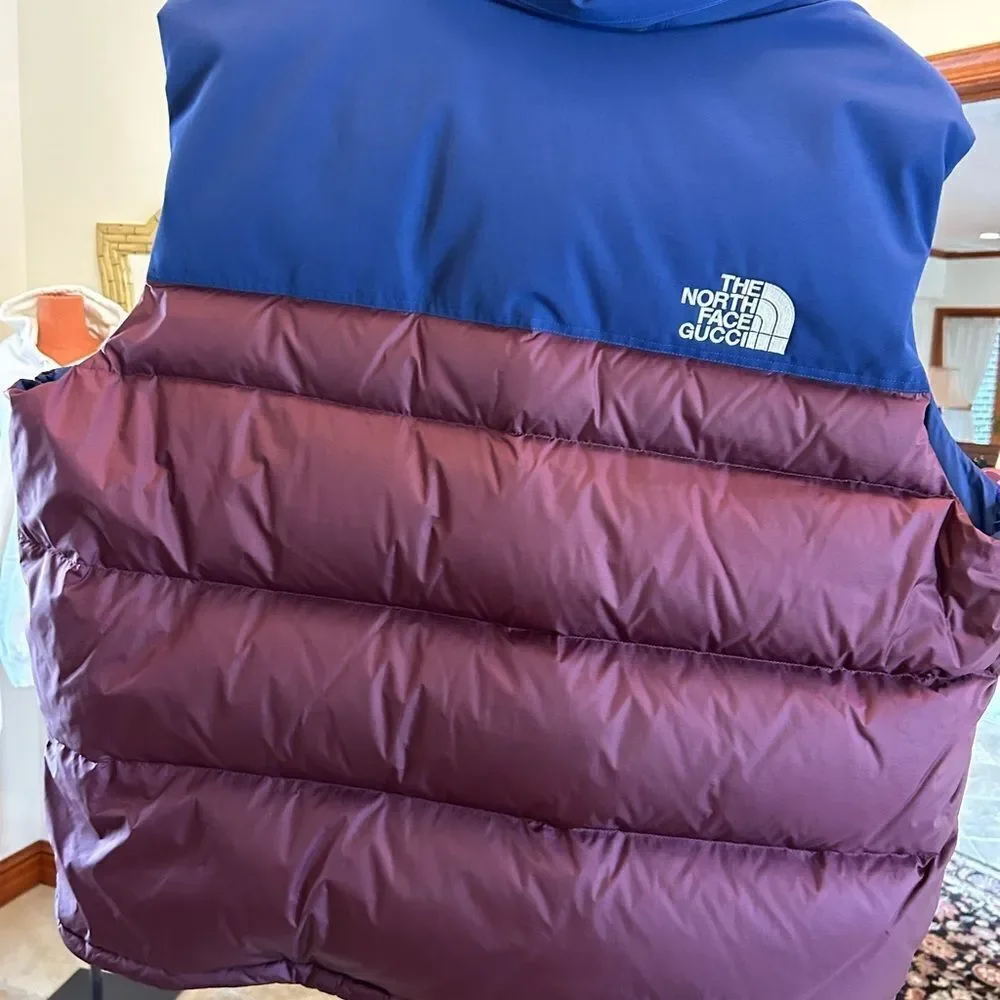 Men’s Gucci, X Northface puffer vest size XXXL with dust bag